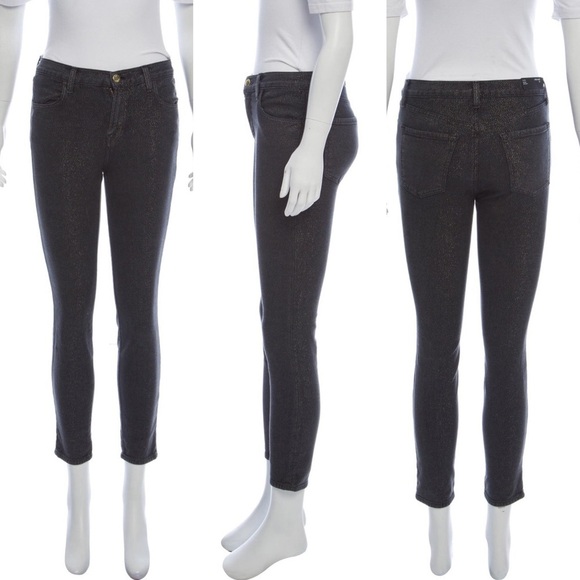 NWT J Brand Black Metallic Mid-Rise Skinny Jeans - Picture 1 of 3